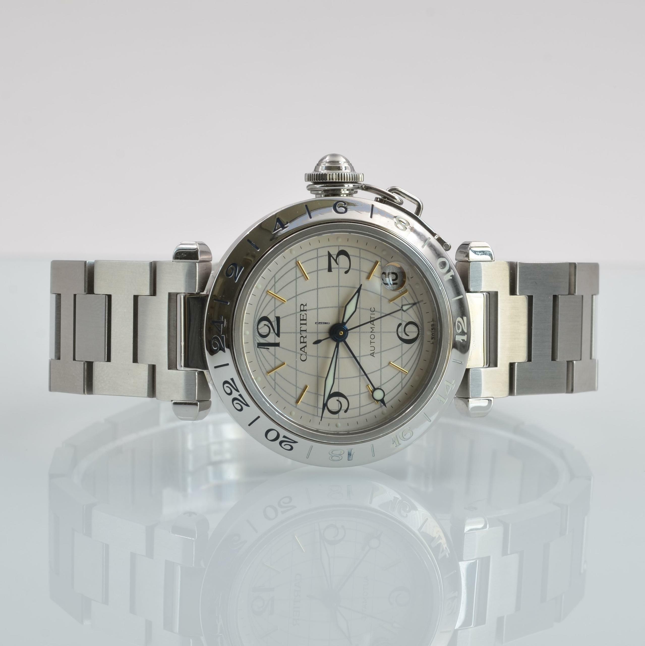 Thumbnail von Cartier Pasha C 2377 GMT Meridian 36MM silver dial Automatic