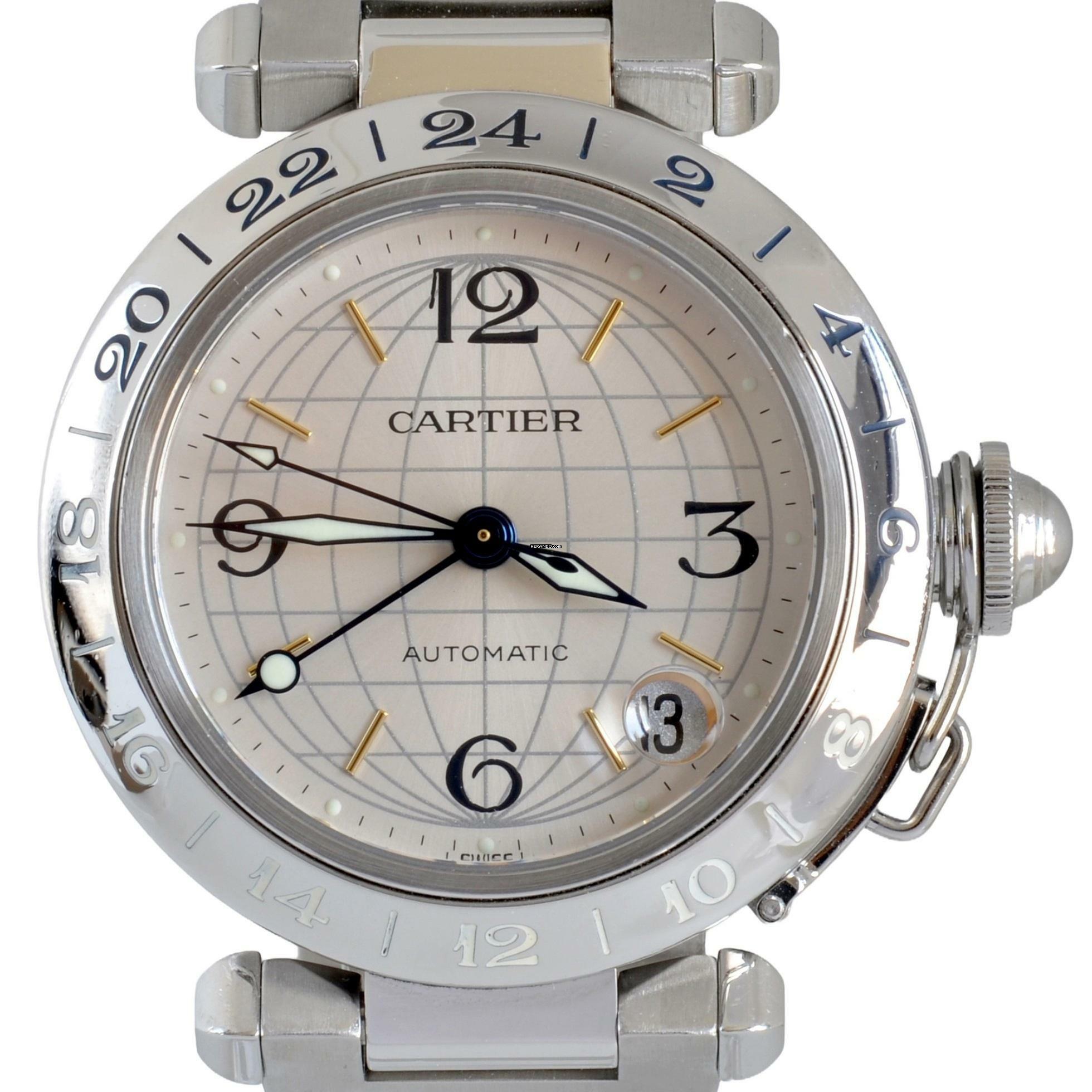 Thumbnail von Cartier Pasha C 2377 GMT Meridian 36MM silver dial Automatic