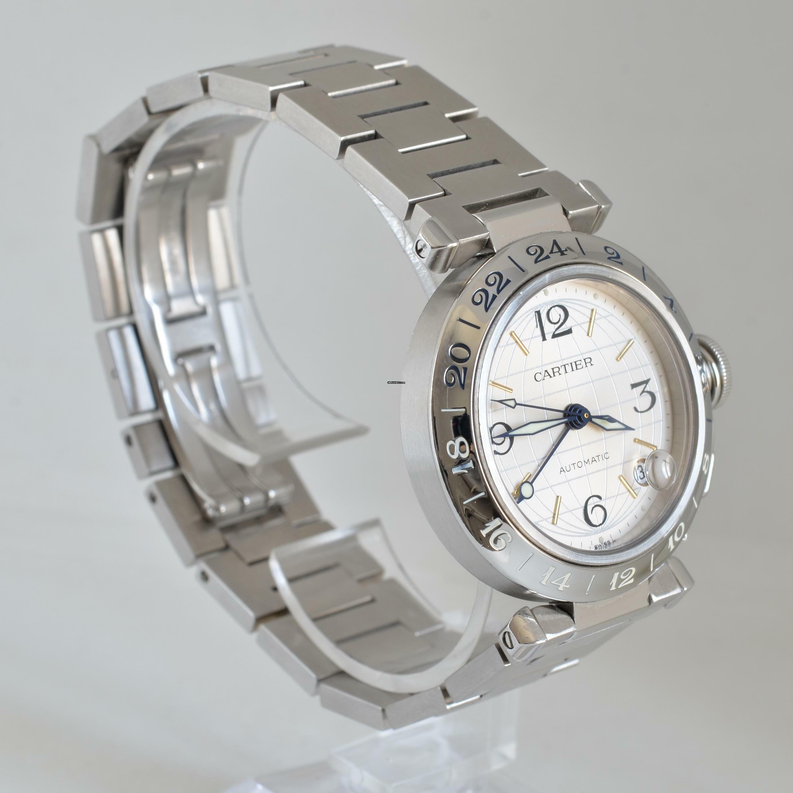 Thumbnail von Cartier Pasha C 2377 GMT Meridian 36MM silver dial Automatic