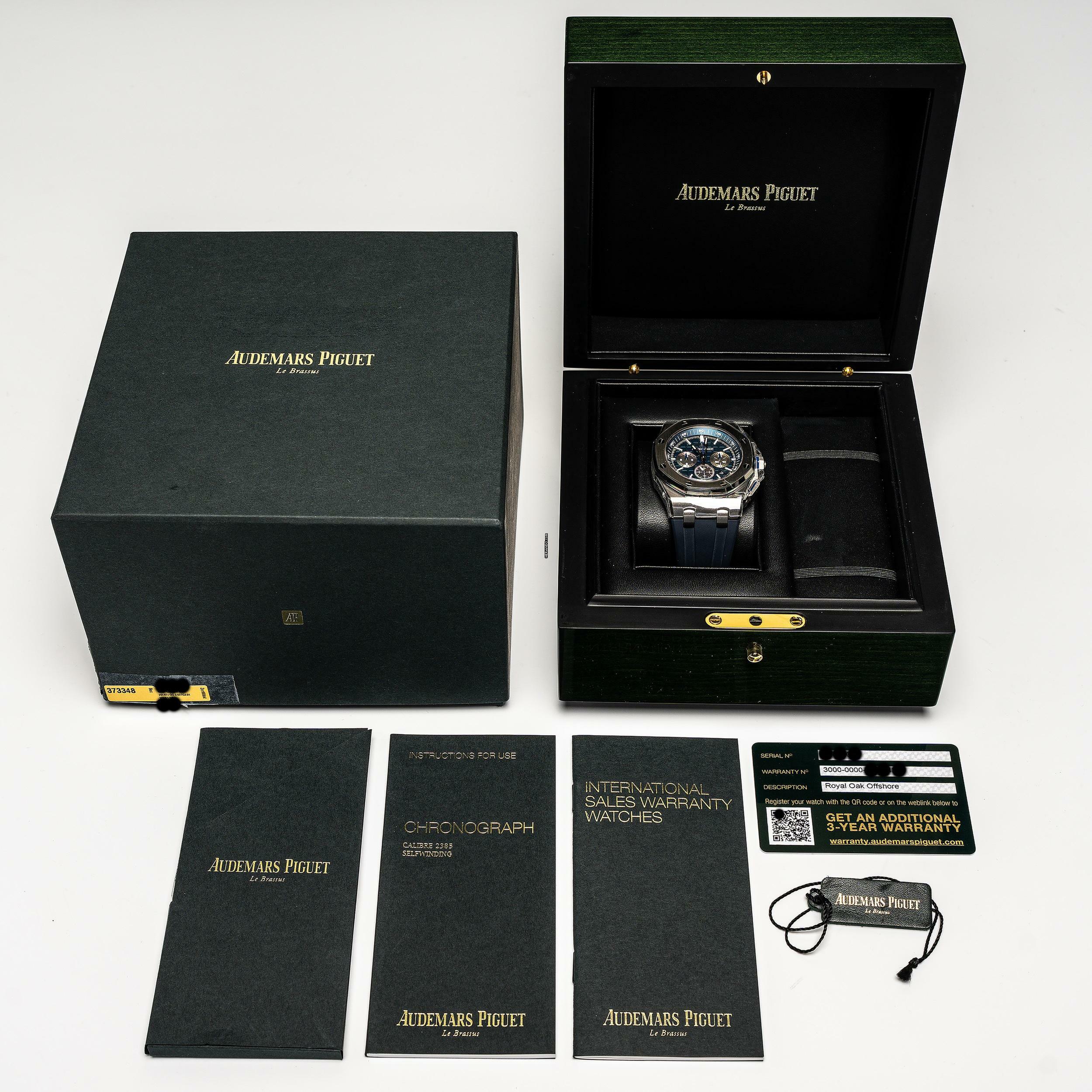 Thumbnail von Audemars Piguet Royal Oak Offshore Chronograph Blue 42 – 26480TI.OO.A027CA.01 – like NEW – 2021 Full Set