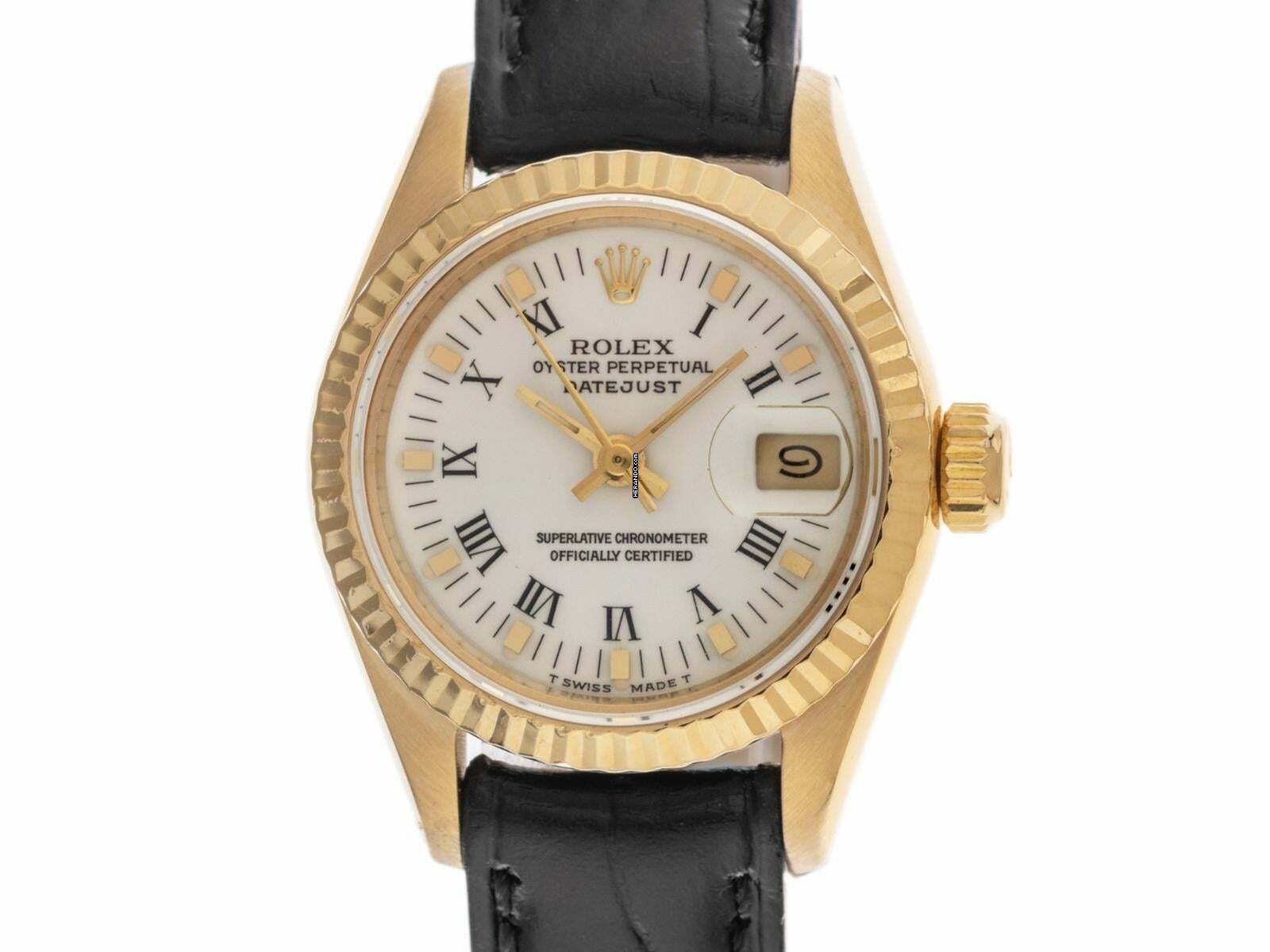  Rolex Lady-Datejust Ref.69178 1990 Box&Beschreibung sehr gut Vintage Datejust Lady 18kt Gelbgold open 6/9 