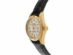 Thumbnail von Rolex Lady-Datejust Ref.69178 1990 Box&Beschreibung sehr gut Vintage Datejust Lady 18kt Gelbgold open 6/9