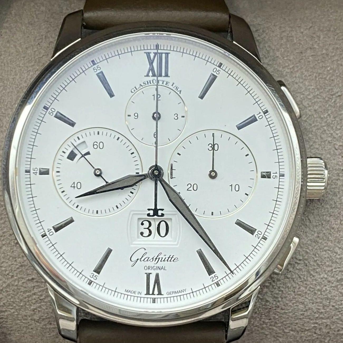  Glashütte Original Senator Chronograph Panoramadatum Panorama Date NEW FULL SET 