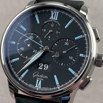  Glashütte Original Senator Chronograph Panoramadatum Panorama Date NEW FULL SET 