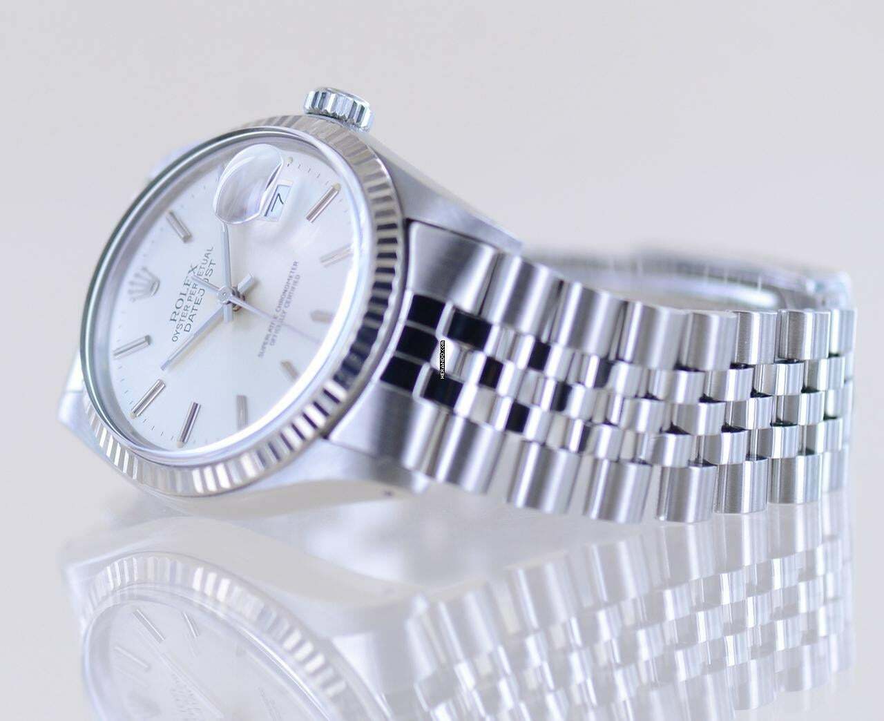 Thumbnail von Rolex Datejust 36 16014 silver Stick dial Jubiléband Stahl Weißgold 1987 Tritium B+P