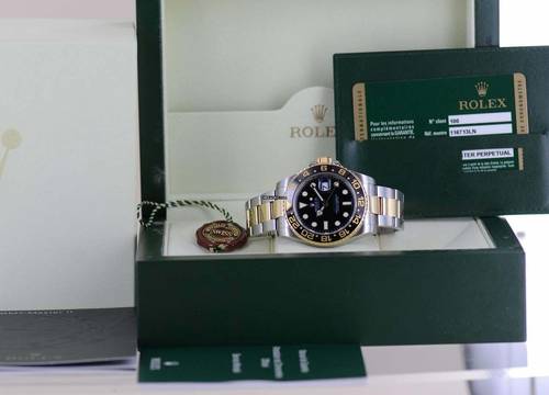  Rolex GMT-Master II 116713LN black Oysterband Keramik Stahl Gold B+P 