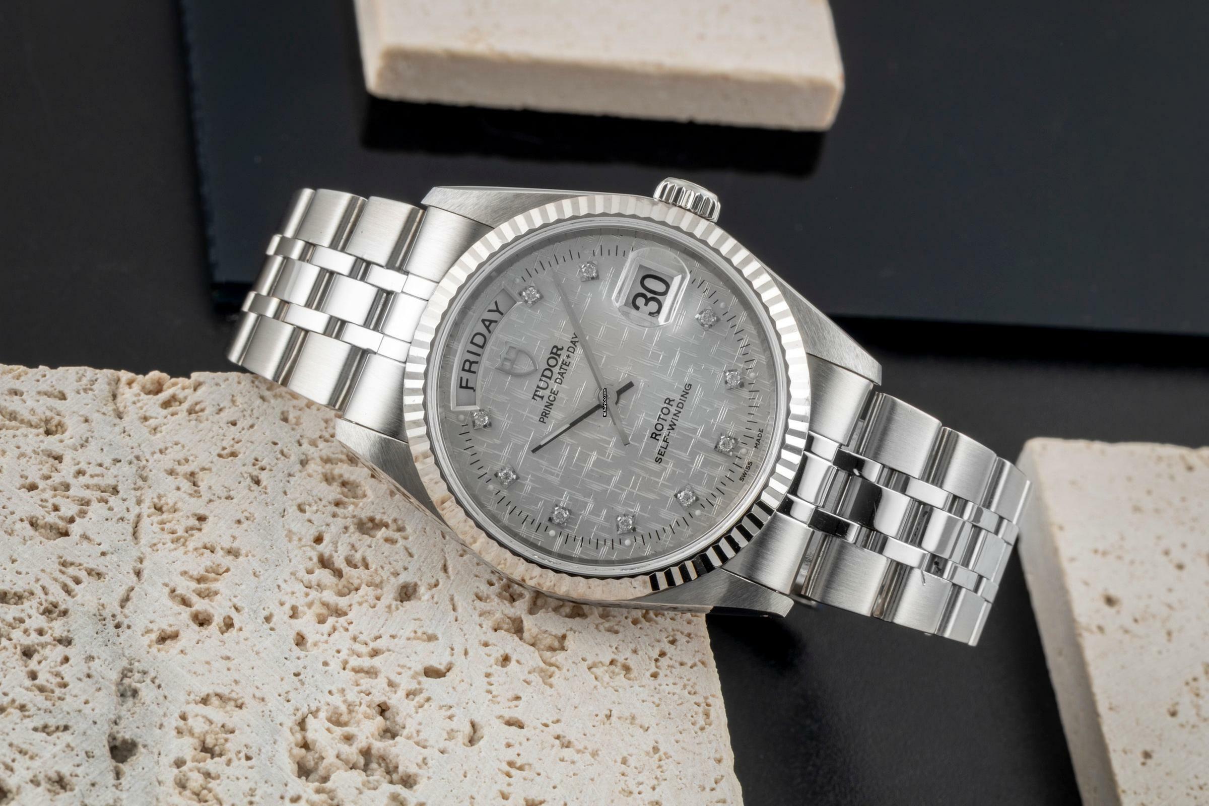 Thumbnail von Tudor Prince Date Day Automatik Edelstahl / Weissgold Diamonds Ref 76214 Papiere