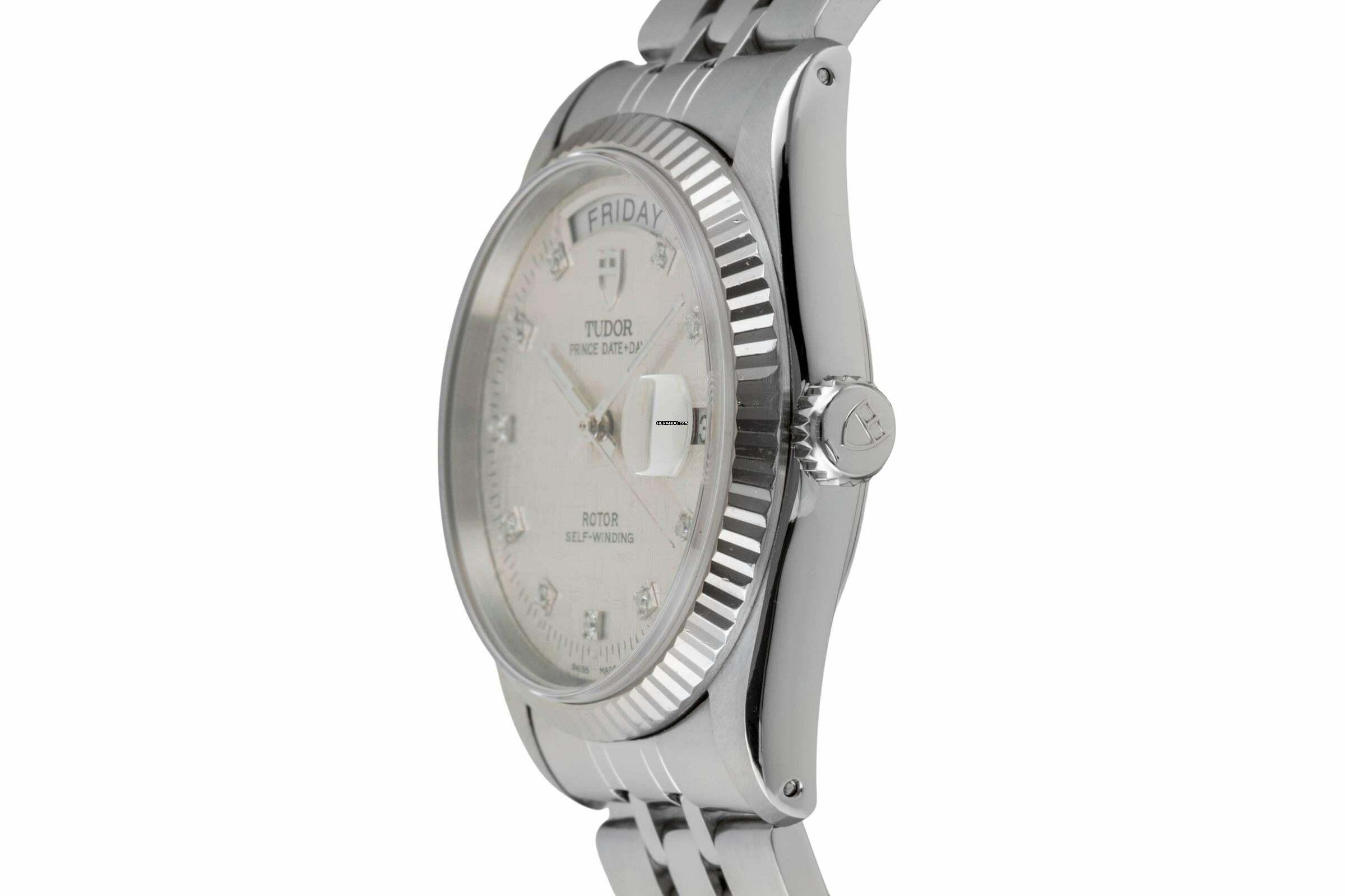 Thumbnail von Tudor Prince Date Day Automatik Edelstahl / Weissgold Diamonds Ref 76214 Papiere