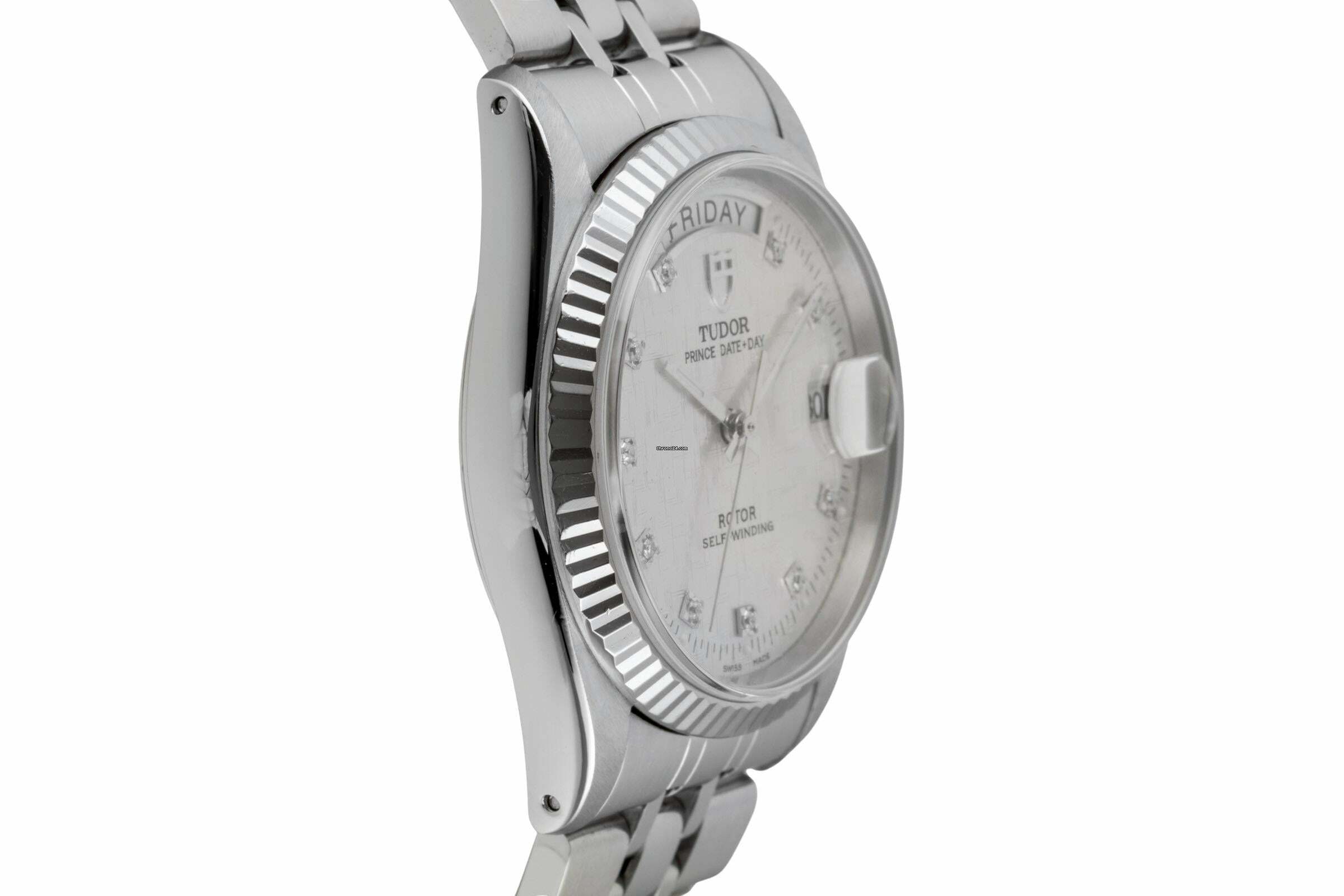 Thumbnail von Tudor Prince Date Day Automatik Edelstahl / Weissgold Diamonds Ref 76214 Papiere