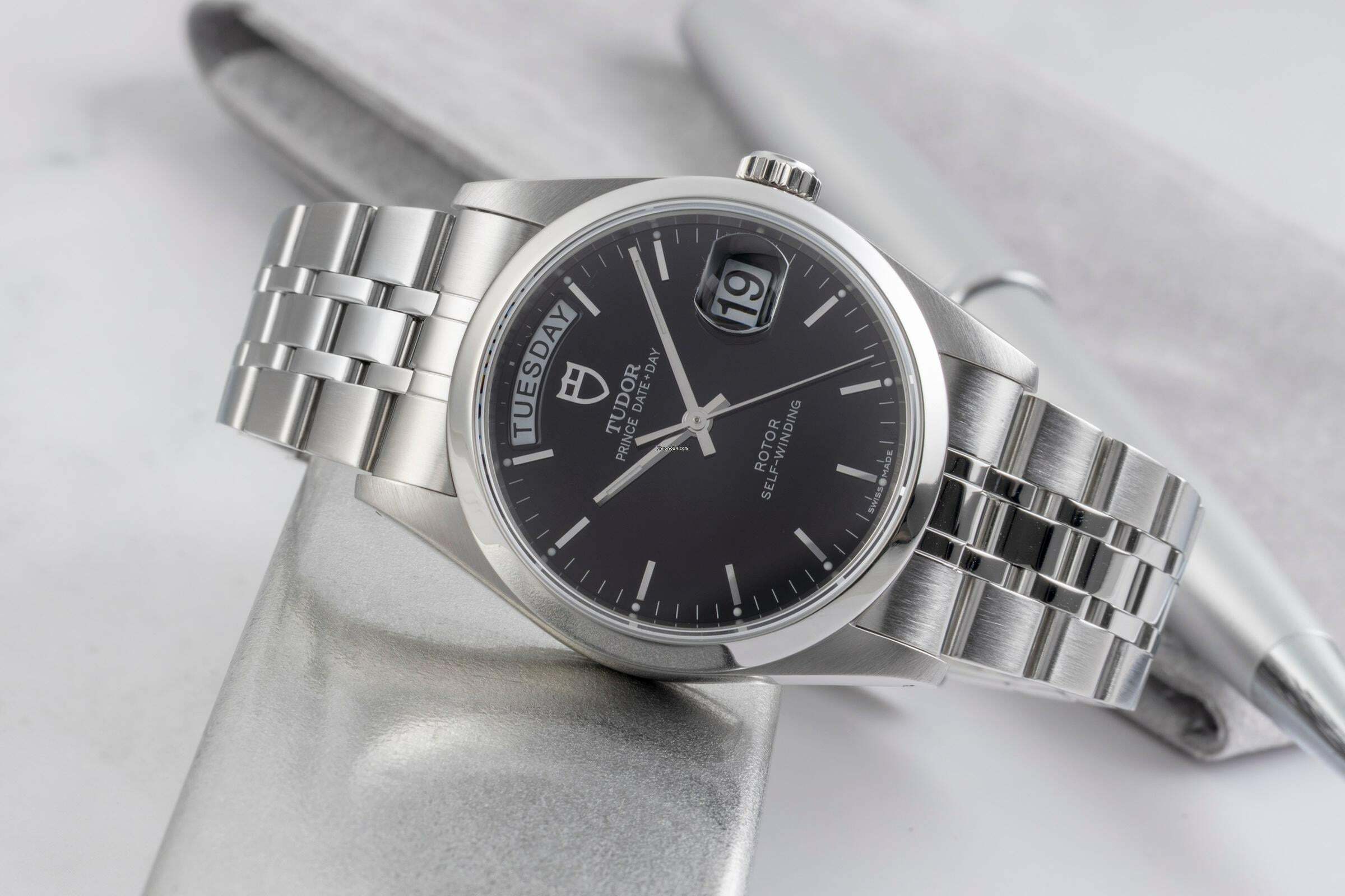 Thumbnail von Tudor Prince Date Day Black Dial Edelstahl Automatik Ref. 76200 Papiere