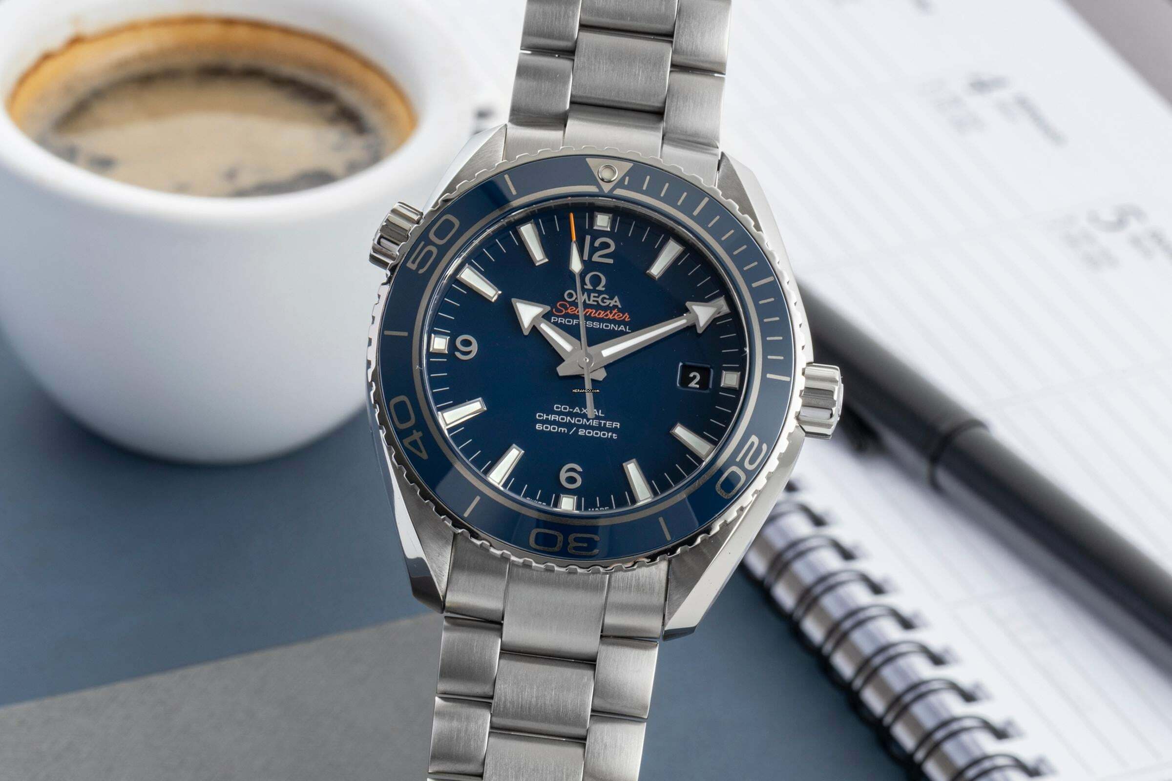  Omega Seamaster Planet Ocean 600M Co-Axial Titan Ref. 232.90.46.21.03.001 B&P 