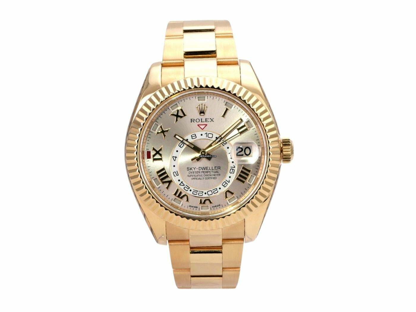 Rolex Sky-Dweller Gelbgold Ref. 326938 Silber Römisch