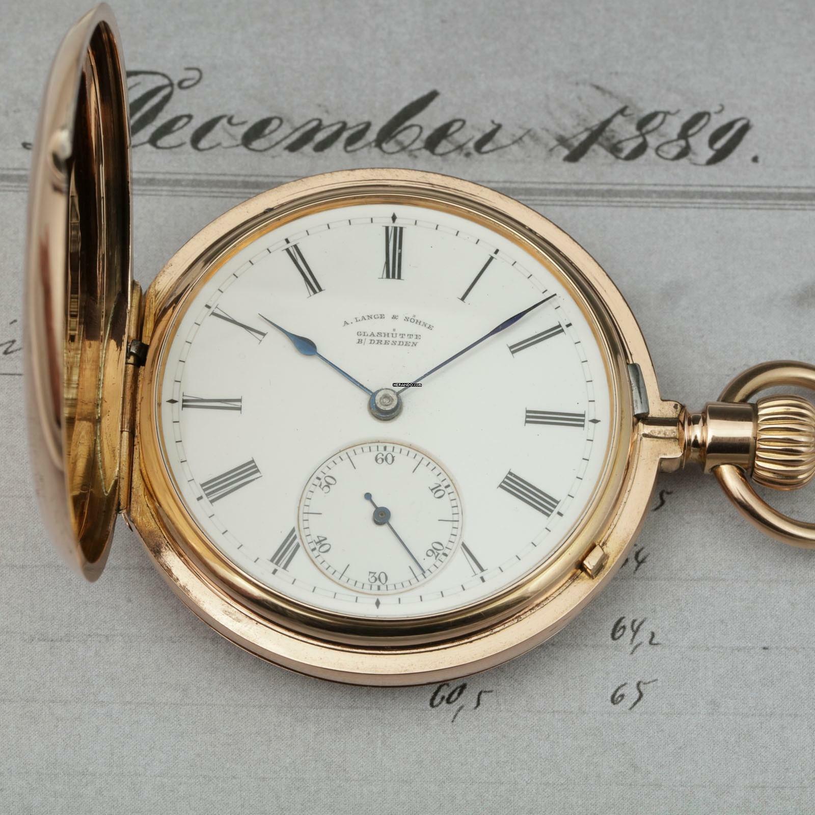 Thumbnail von A. Lange & Söhne Qualität 1A 18k Gold Taschenuhr-Original Etui und Zertifikat 1889 Diamant BOX und Museums Zertifikat