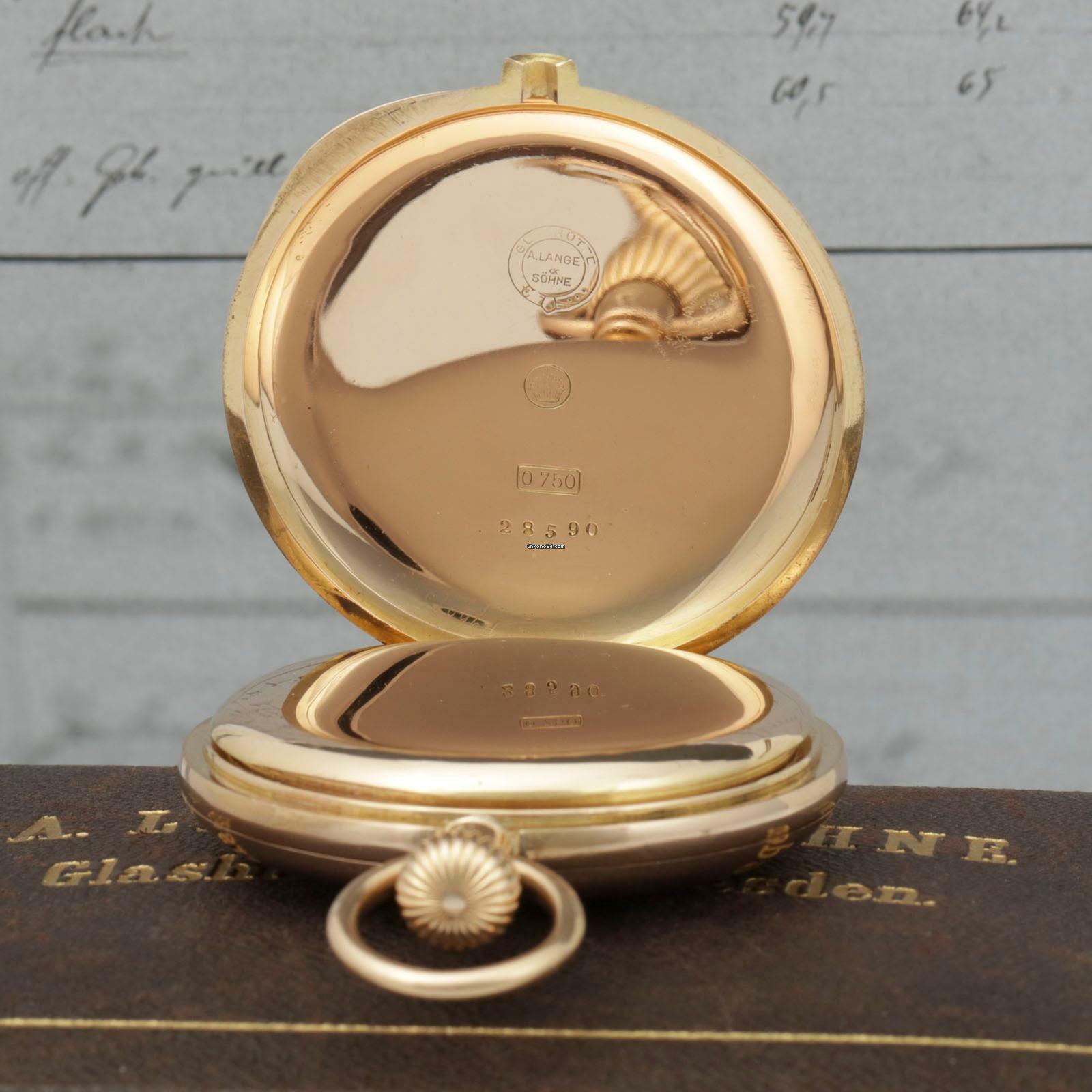 Thumbnail von A. Lange & Söhne Qualität 1A 18k Gold Taschenuhr-Original Etui und Zertifikat 1889 Diamant BOX und Museums Zertifikat