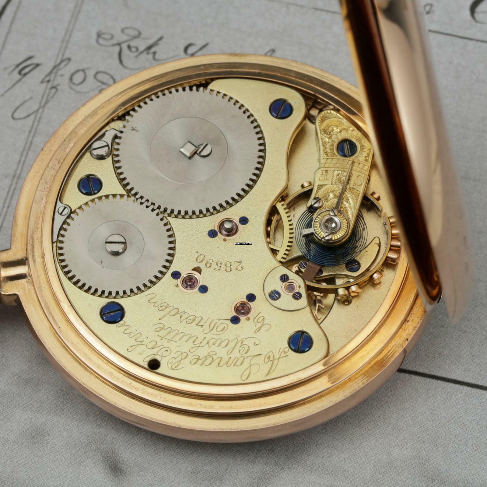Thumbnail von A. Lange & Söhne Qualität 1A 18k Gold Taschenuhr-Original Etui und Zertifikat 1889 Diamant BOX und Museums Zertifikat