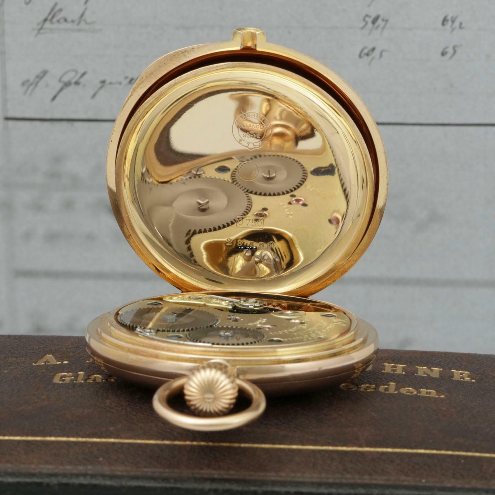 Thumbnail von A. Lange & Söhne Qualität 1A 18k Gold Taschenuhr-Original Etui und Zertifikat 1889 Diamant BOX und Museums Zertifikat