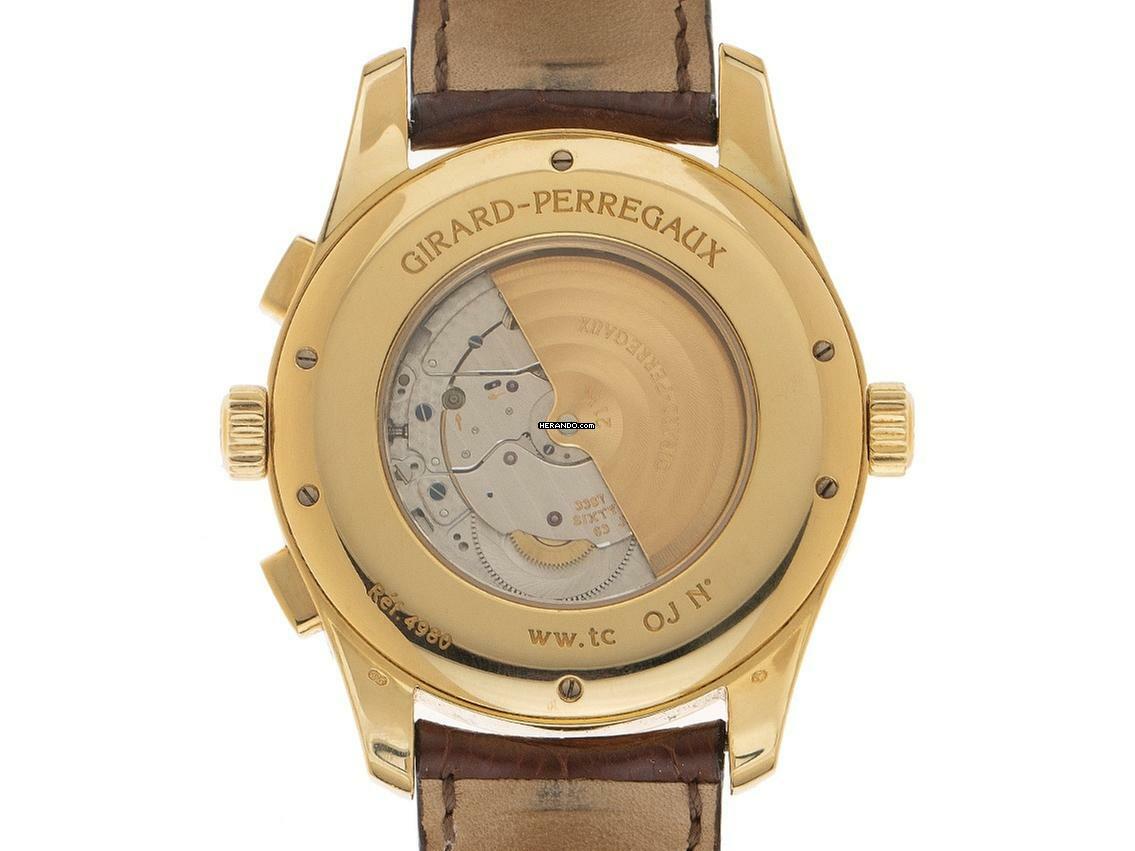 Thumbnail von Girard Perregaux WW.TC World Time Ref.49800-51-151-BACD 2009 Full Set sehr gut Vintage WW.TC World Time Chronograph 18kt Gelbgold 173g Leder Faltschließe