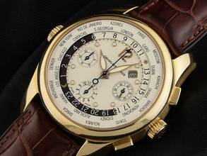 Thumbnail von Girard Perregaux WW.TC World Time Ref.49800-51-151-BACD 2009 Full Set sehr gut Vintage WW.TC World Time Chronograph 18kt Gelbgold 173g Leder Faltschließe