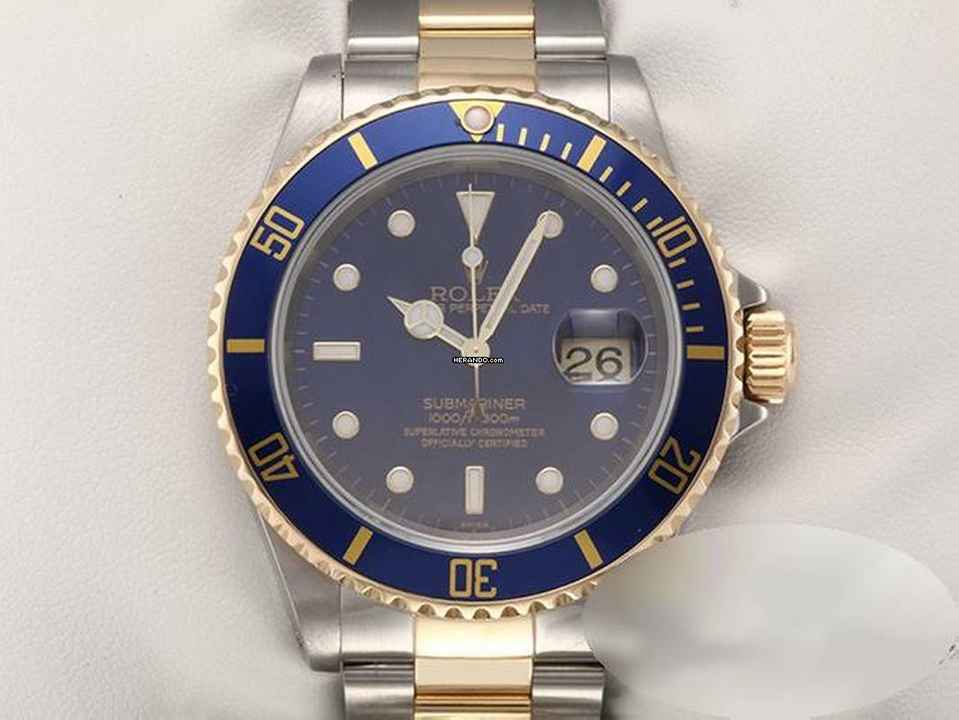  Rolex Submariner Date 16613 2000 Stahl Gelbgold 750 Automatik Taucheruhr Stainless Steel 18kt Yellow Gold Oyster-band Chronometer Blue Dial 
