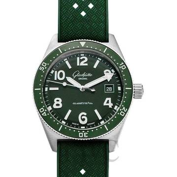  Glashütte Original Green Rubber Strap Watch 39.5mm Dial Glashütte NEW FULL SET 