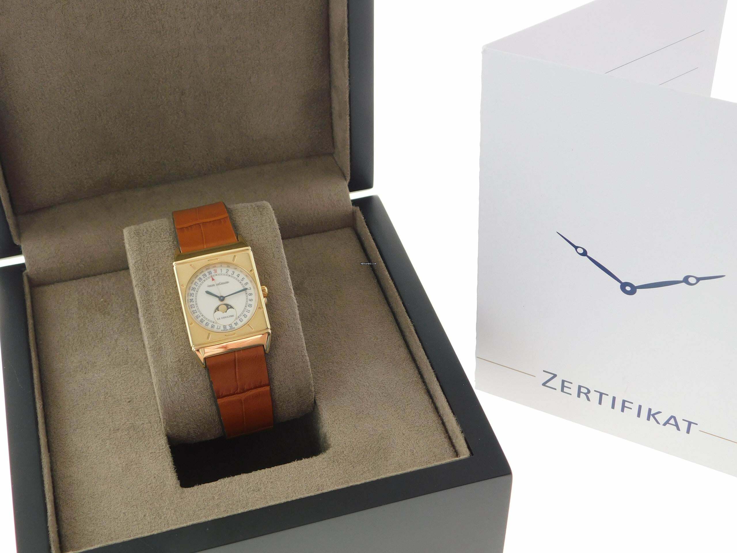 Thumbnail von Jaeger-LeCoultre 18 Karat Gelbgold Herrenuhr mit Calendar und Mondphase Rarität Herrengröße 24,5 x 38,5 mm