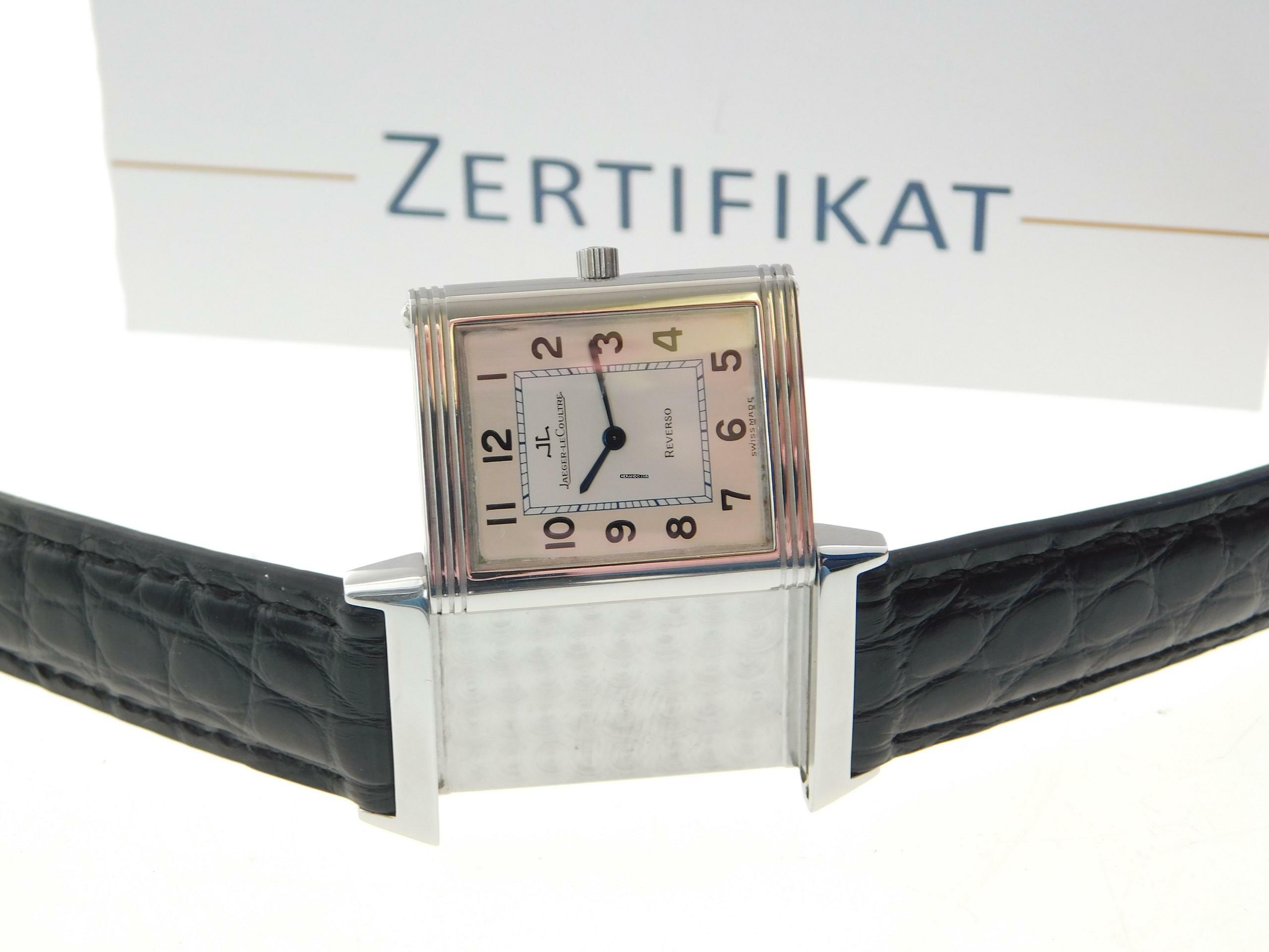 Thumbnail von Jaeger-LeCoultre Reverso Classique Classic im sehr guten Zustand mit neuem schwarzem Krokoband Classic Modell 23 x 38 mm