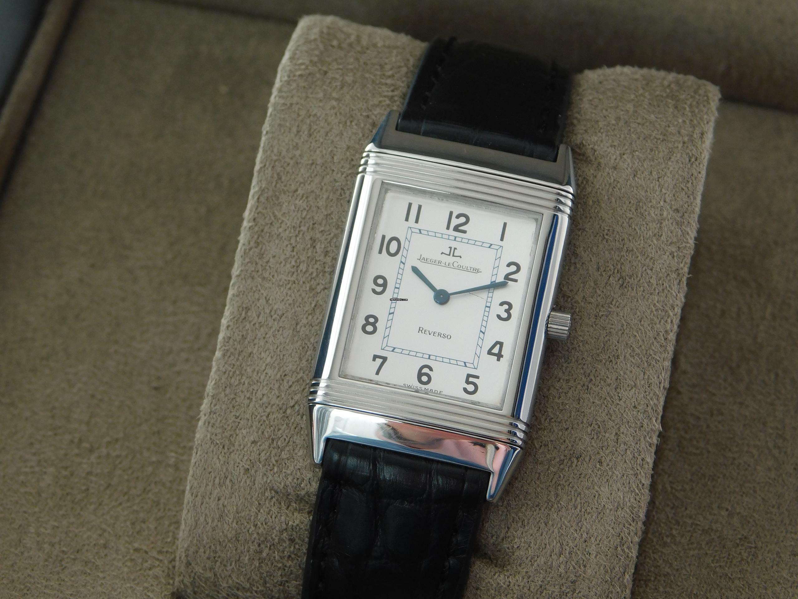 Thumbnail von Jaeger-LeCoultre Reverso Classique Classic im sehr guten Zustand mit neuem schwarzem Krokoband Classic Modell 23 x 38 mm