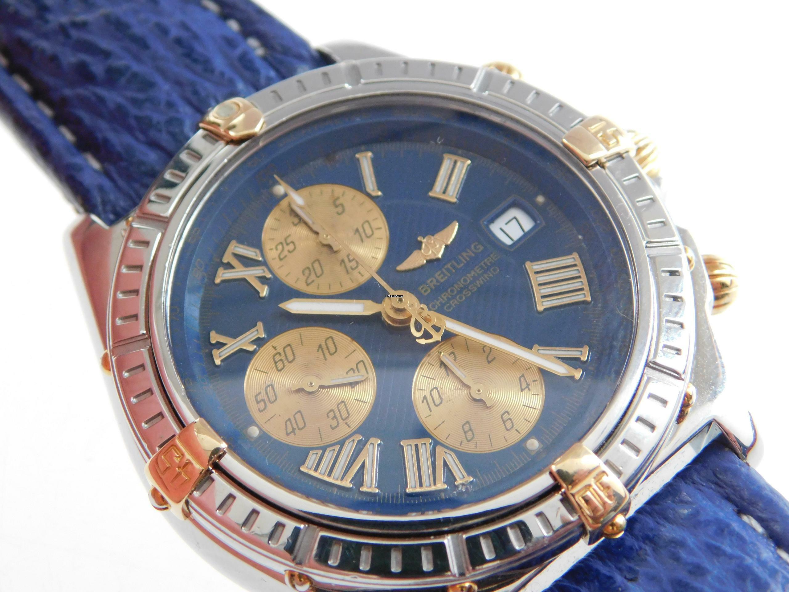 Thumbnail von Breitling Crosswind Chronograph Stahl Gold Chronometre blaues Zifferblatt