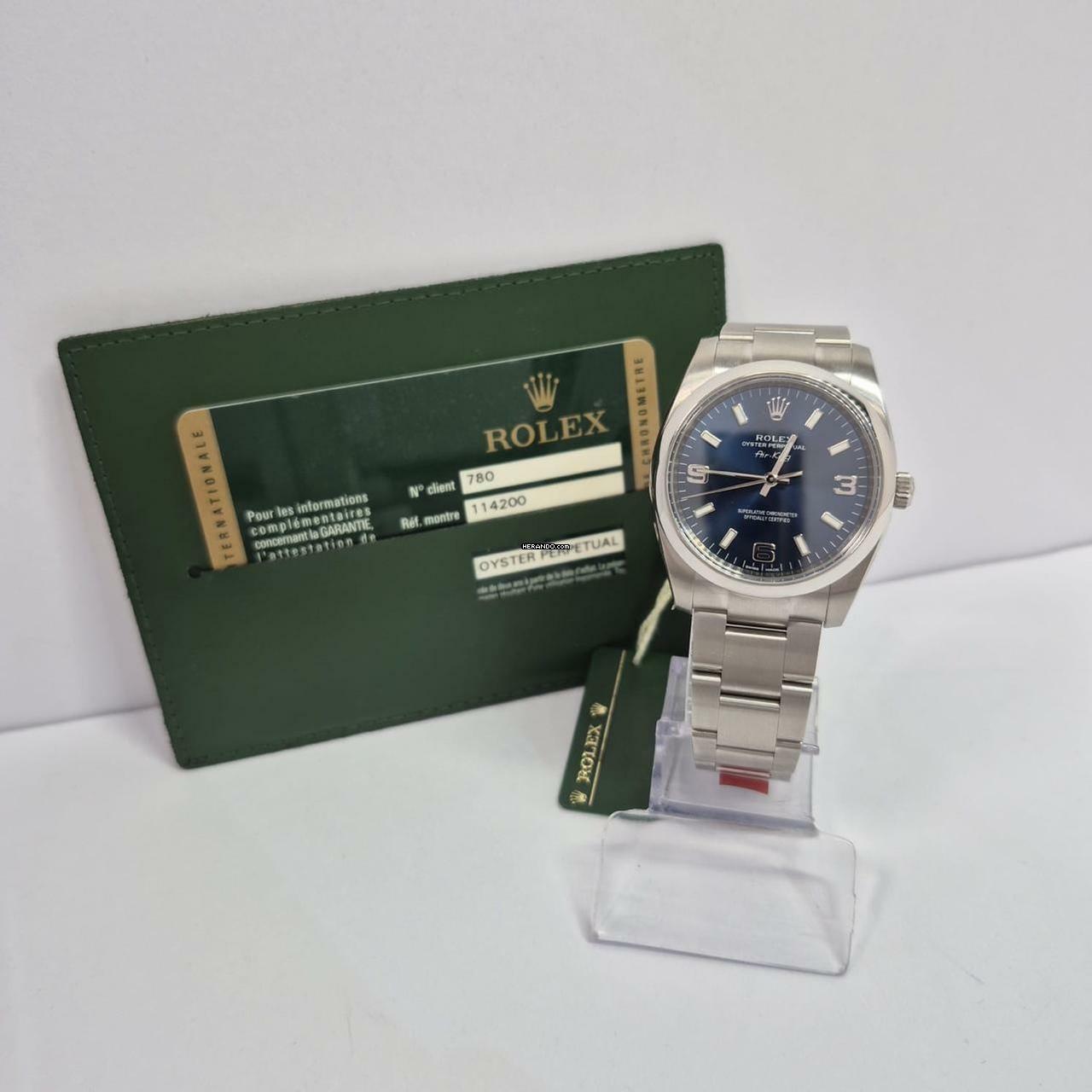  Rolex Air King 34mm N.O.S Blue Dial Automático Completo 
