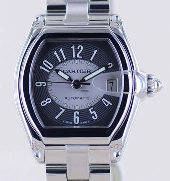  Cartier Roadster Date black silver dial Automatik Sportlich Top Stahlband B+P 