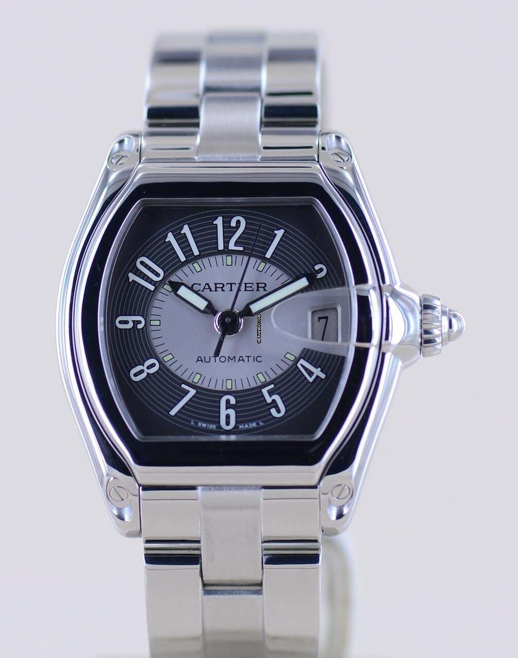 Thumbnail von Cartier Roadster Date black silver dial Automatik Sportlich Top Stahlband B+P