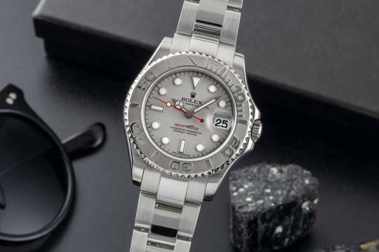  Rolex Yacht-Master 35 Oyster Stahl / Platin Medium Size Ref. 168622 B&P 2011 