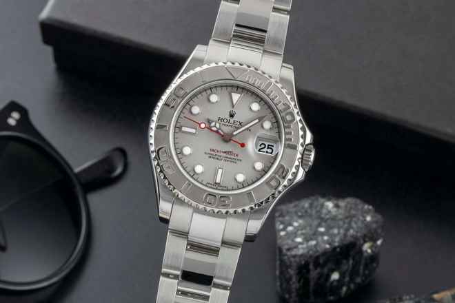  Rolex Yacht-Master 35 Oyster Stahl / Platin Medium Size Ref. 168622 B&P 2011 