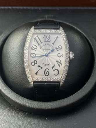  Franck Muller Cintrée Curvex With Box and Papers Factory Diamonds Setting 18Kt. Whitegold 