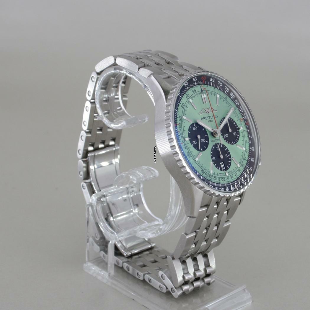 Thumbnail von Breitling Navitimer 1 B01 Chronograph 43 Automatik Chronometer grünes Zifferblatt Full Set ungetragen