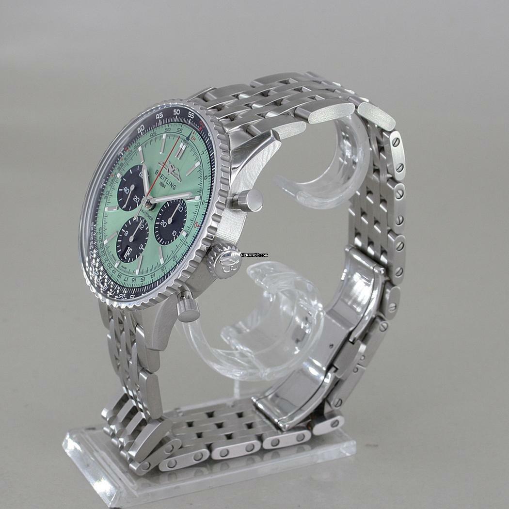 Thumbnail von Breitling Navitimer 1 B01 Chronograph 43 Automatik Chronometer grünes Zifferblatt Full Set ungetragen