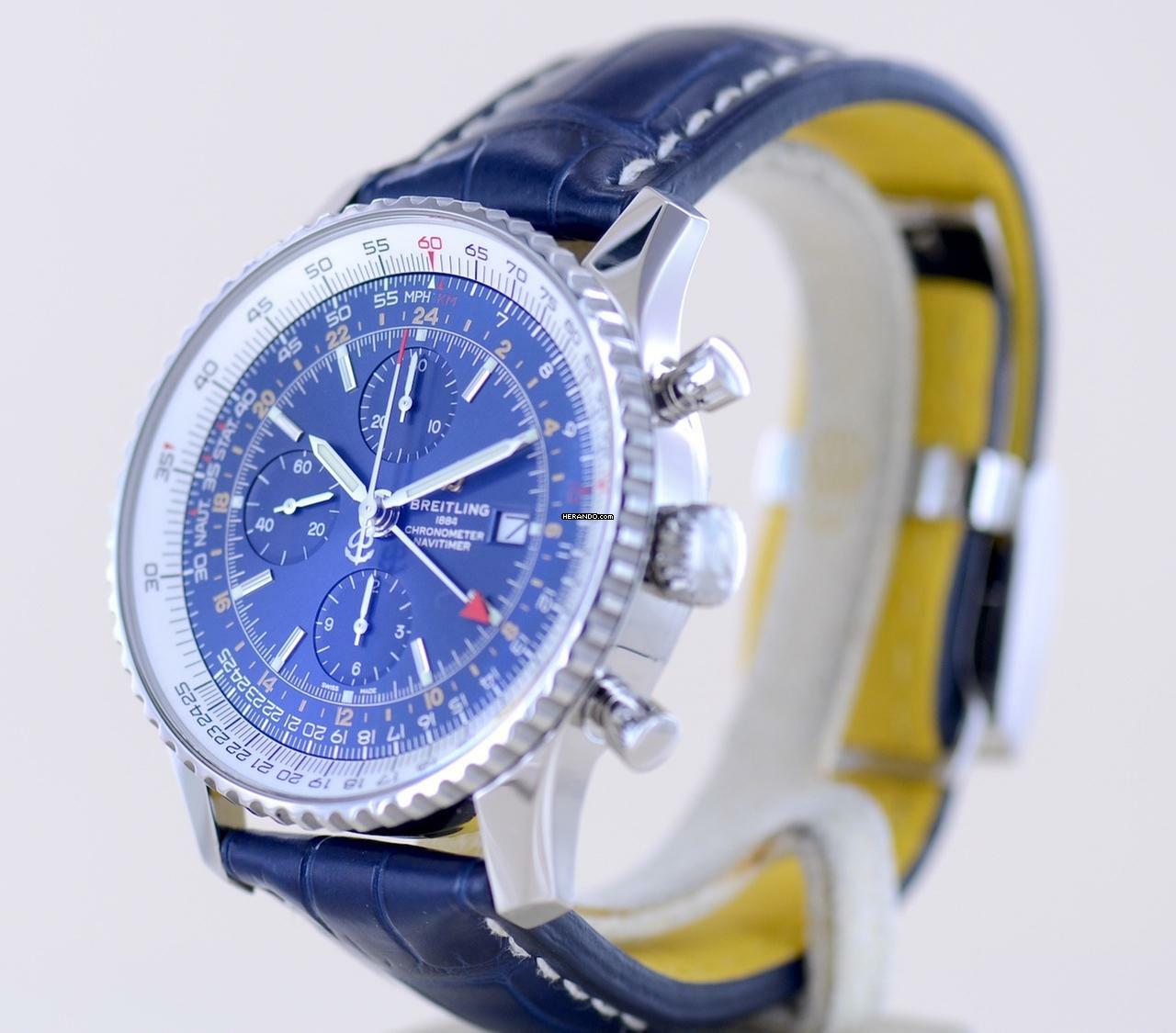 Thumbnail von Breitling Navitimer World 46 mm Chronograph blau Klassiker blue dial B+P