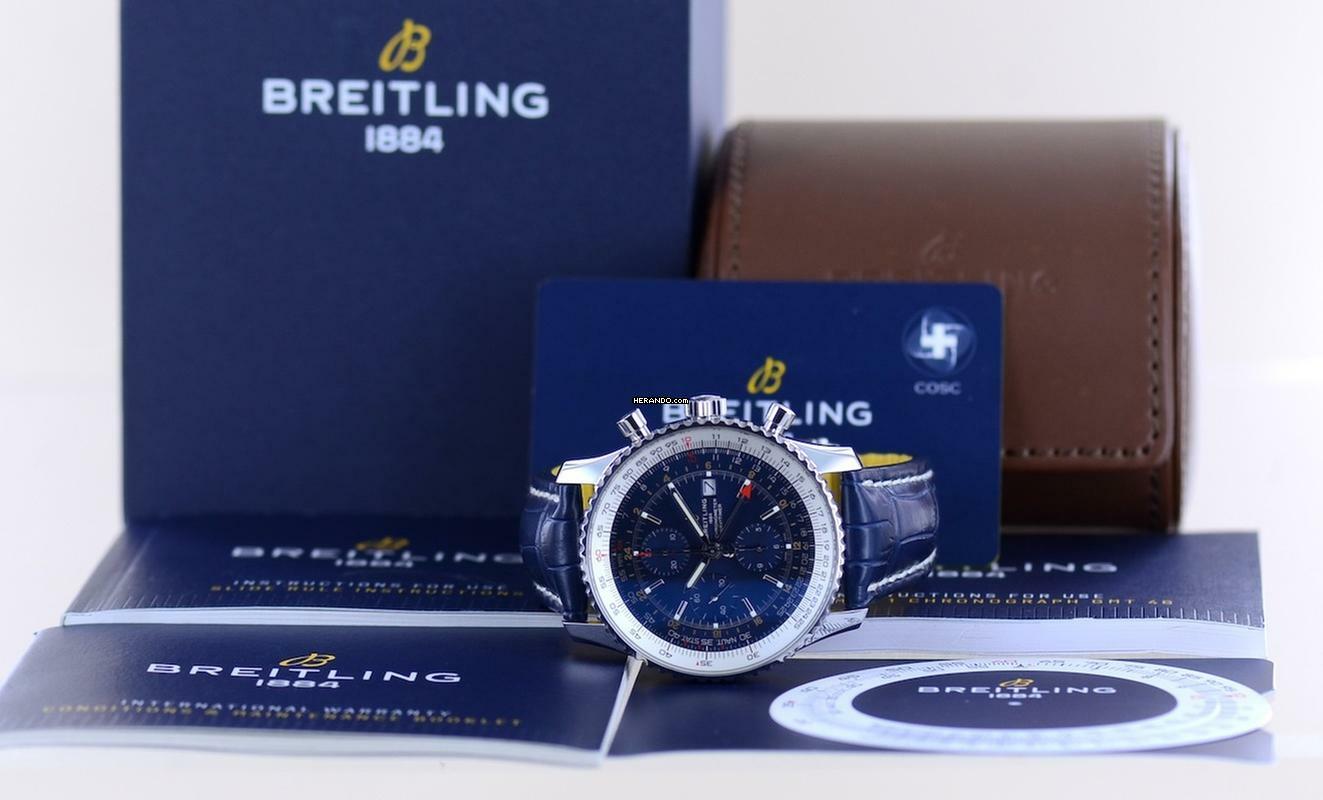 Thumbnail von Breitling Navitimer World 46 mm Chronograph blau Klassiker blue dial B+P