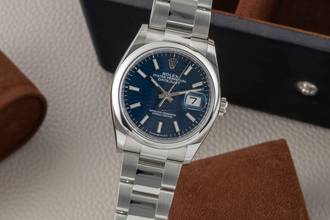 Thumbnail von Rolex Datejust 36 Blue Motif Dial Oyster Stahl Automatik Ref. 126200 B&P 2023