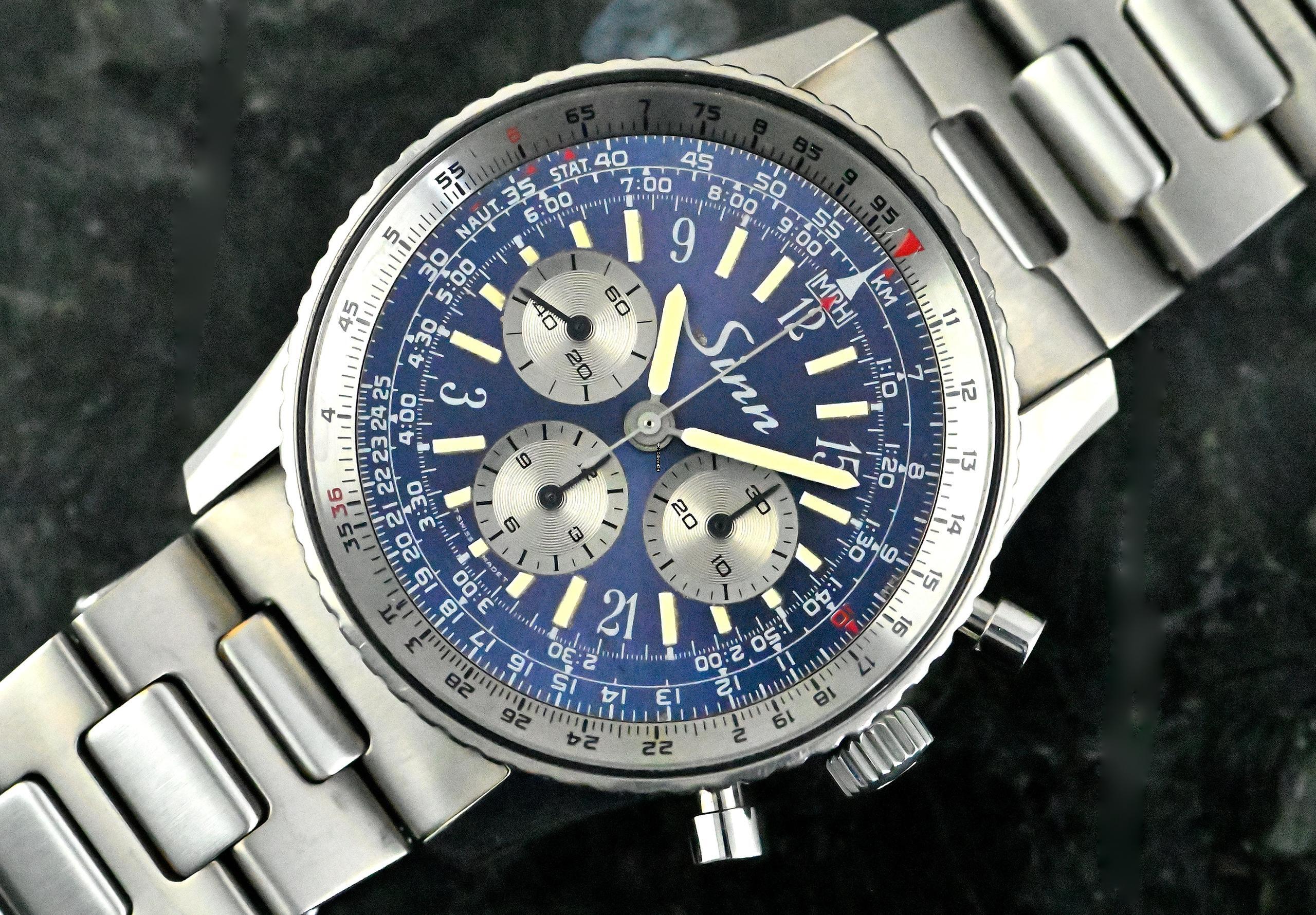  Sinn 903 rare Vintage Navigation Chronograph | blue & purple dial | Titanium 
