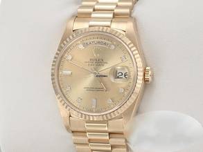 Thumbnail von Rolex Day-Date 36 36mm 18238 1990 Gelbgold 750 Diamanten Automatik 18kt Yellow Gold President-band Chronometer Oyster