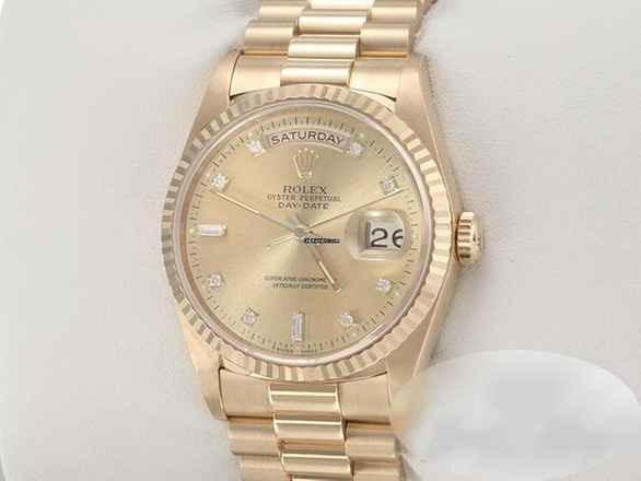  Rolex Day-Date 36 36mm 18238 1990 Gelbgold 750 Diamanten Automatik 18kt Yellow Gold President-band Chronometer Oyster 