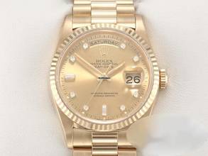 Thumbnail von Rolex Day-Date 36 36mm 18238 1990 Gelbgold 750 Diamanten Automatik 18kt Yellow Gold President-band Chronometer Oyster