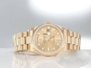 Thumbnail von Rolex Day-Date 36 36mm 18238 1990 Gelbgold 750 Diamanten Automatik 18kt Yellow Gold President-band Chronometer Oyster