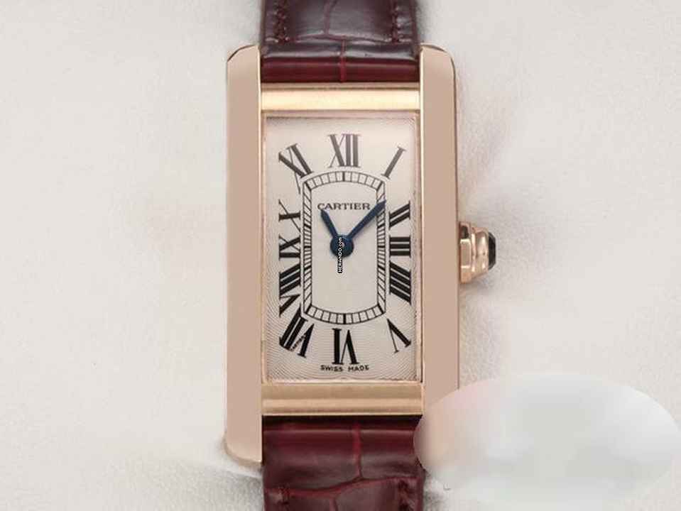  Cartier Tank Américaine Rosegold 750 2018 Lederband W2607456 Damen Gold 