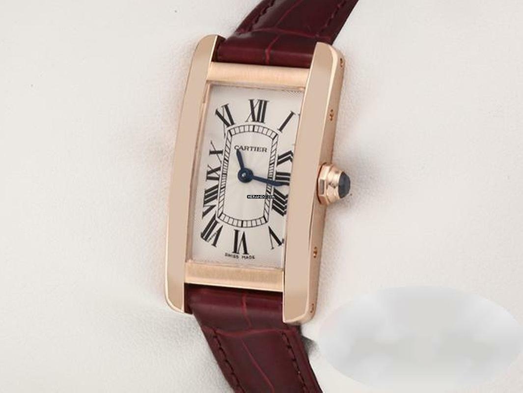 Thumbnail von Cartier Tank Américaine Rosegold 750 2018 Lederband W2607456 Damen Gold