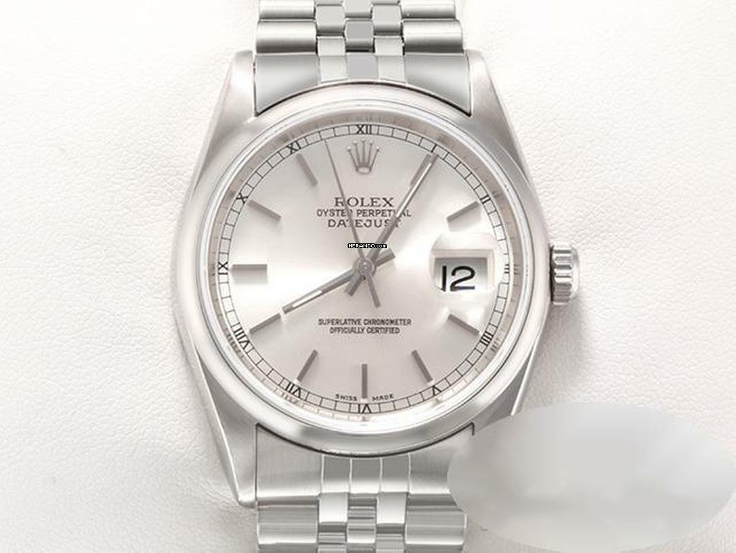 Rolex Datejust 36 36mm 16200 Edelstahl 2000 Automatik Herren Damen Stahl Stainless Steel Jubilé-band Chronometer Oyster White Dial