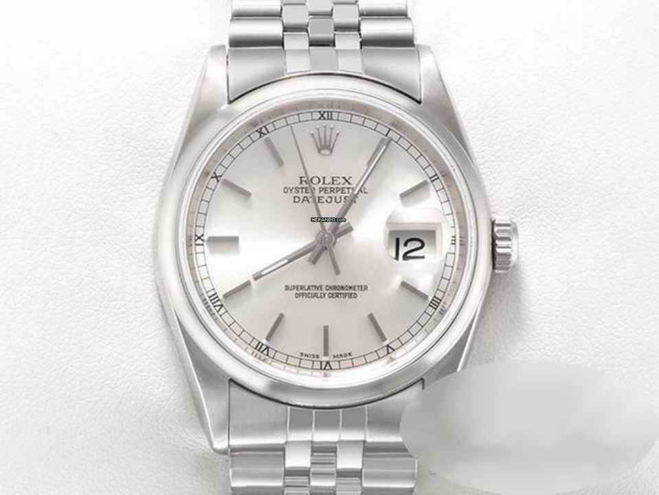  Rolex Datejust 36 36mm 16200 Edelstahl 2000 Automatik Herren Damen Stahl Stainless Steel Jubilé-band Chronometer Oyster White Dial 