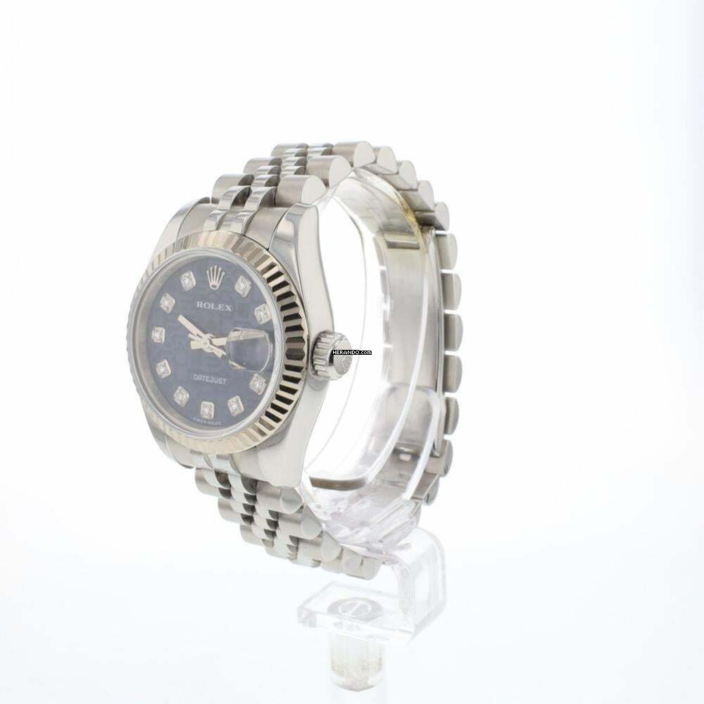  Rolex Lady-Datejust 26 Steel Jubilee Blue Logo Diamond Dial 