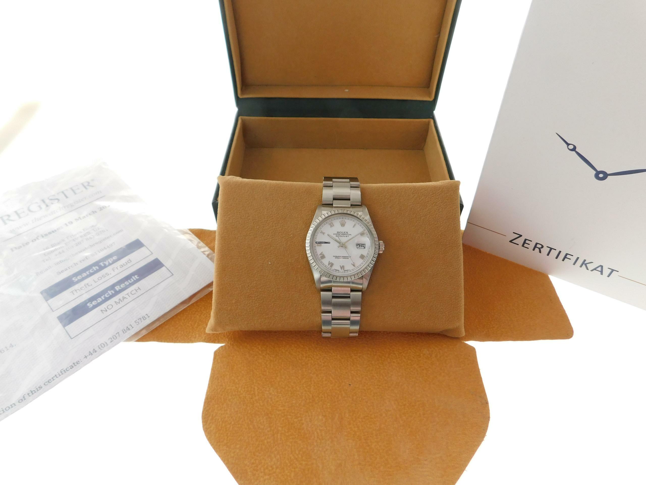 Thumbnail von Rolex Datejust 36 Stahl 36 mm Stella Dial römisch T Swiss Made T v 1987 im Top Zustand R Serie seltenes Stella Zifferblatt